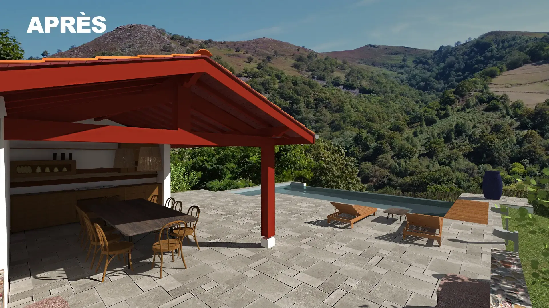 Après : Piscine et pool-house Bidarray Pays Basque